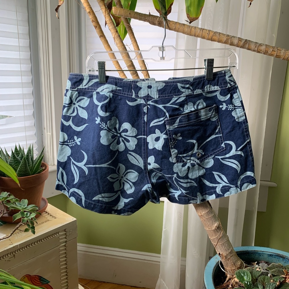 Vintage Honulua Surf 🌊Women’s 🌺 Board Shorts Size 11 Blue Hibiscus Floral - Picture 3 of 12